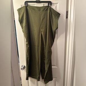 Olive Pin Stripe Dress Pants